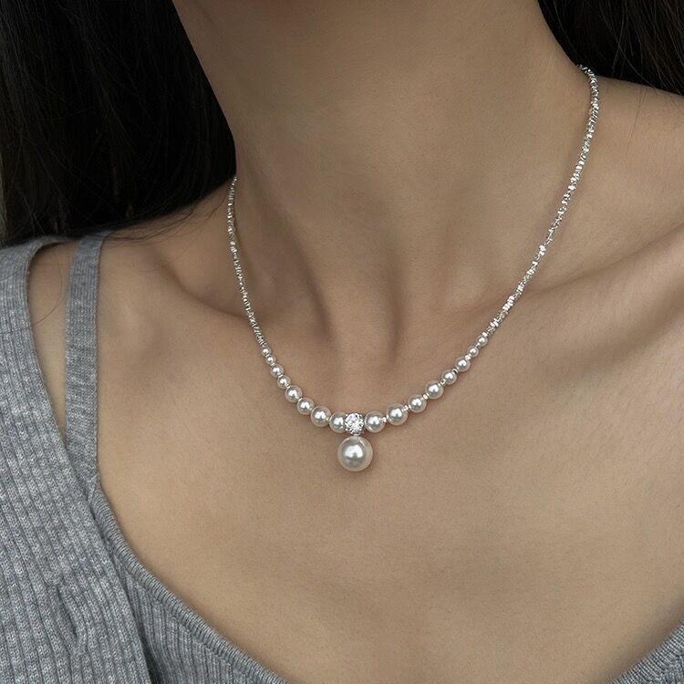 Shijia Pearl Necklace – Elegant Silver Whisper