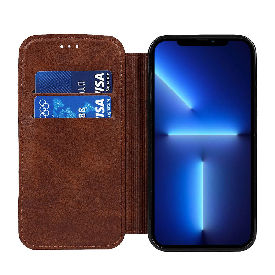 Flip Leather Card Case for iPhone 16 & Samsung S24