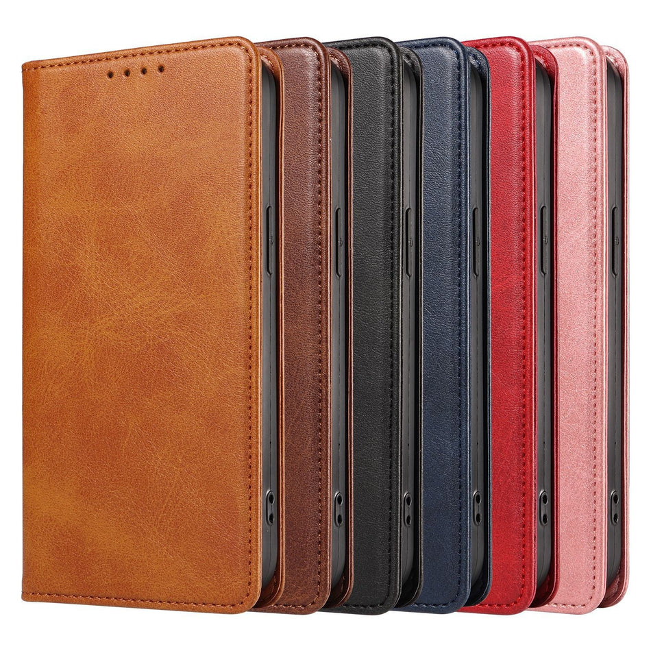 STOCK-Magnetic Flap Leather Case for iPhone & Samsung