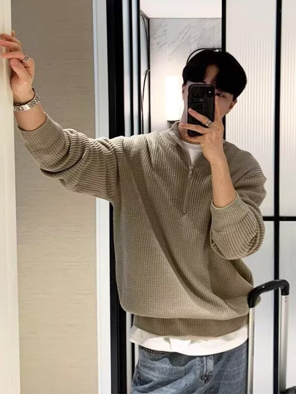 Men’s Half-Zip Polo Knit Sweater Autumn-Winter