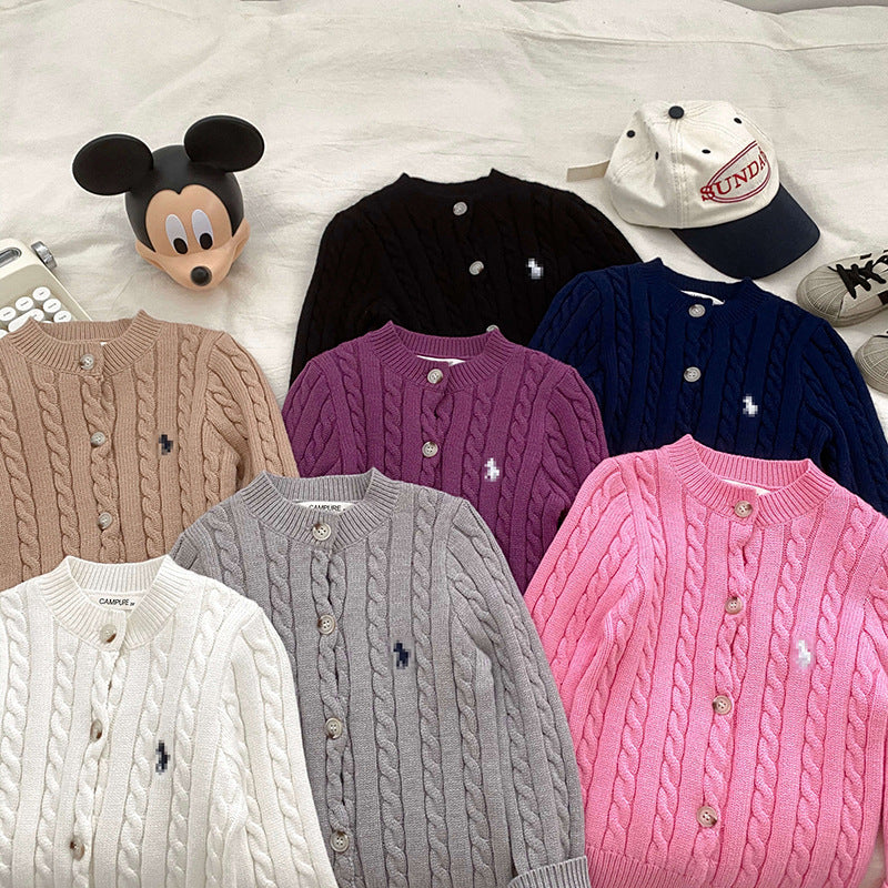 Girls’ Korean Knitted Cardigan Spring Casual Sweater