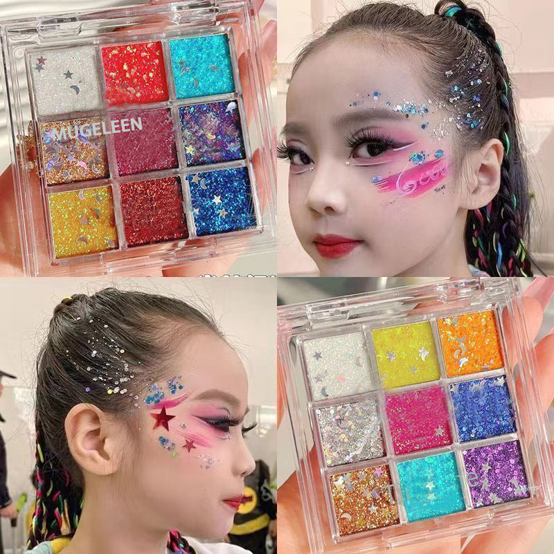 Kids’ Stage Makeup Palette – 9-Color Glitter