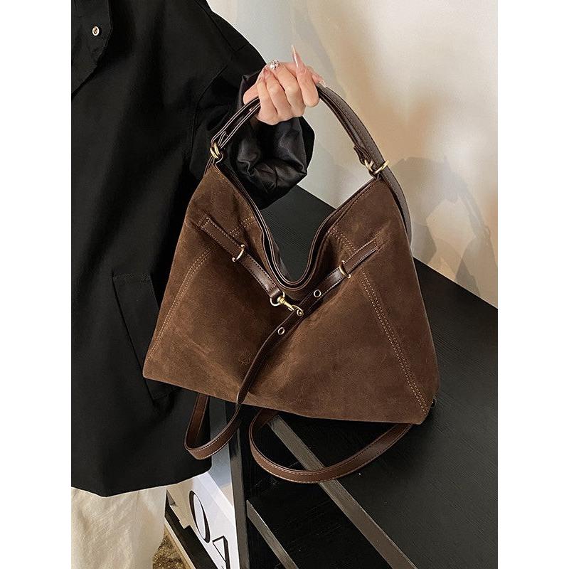 Retro High End Suede Tote Shoulder Crossbody Bag Women