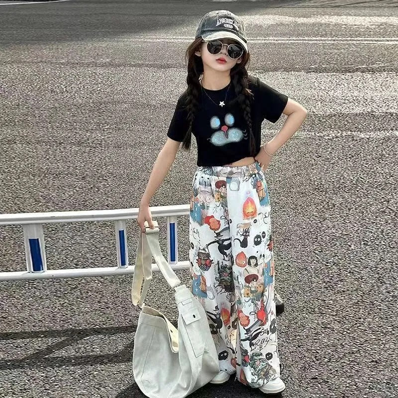 Girls’ Summer 2025 Graffiti Two-Piece Set – Summer Kids Fashion Nepal | Tudoholic
