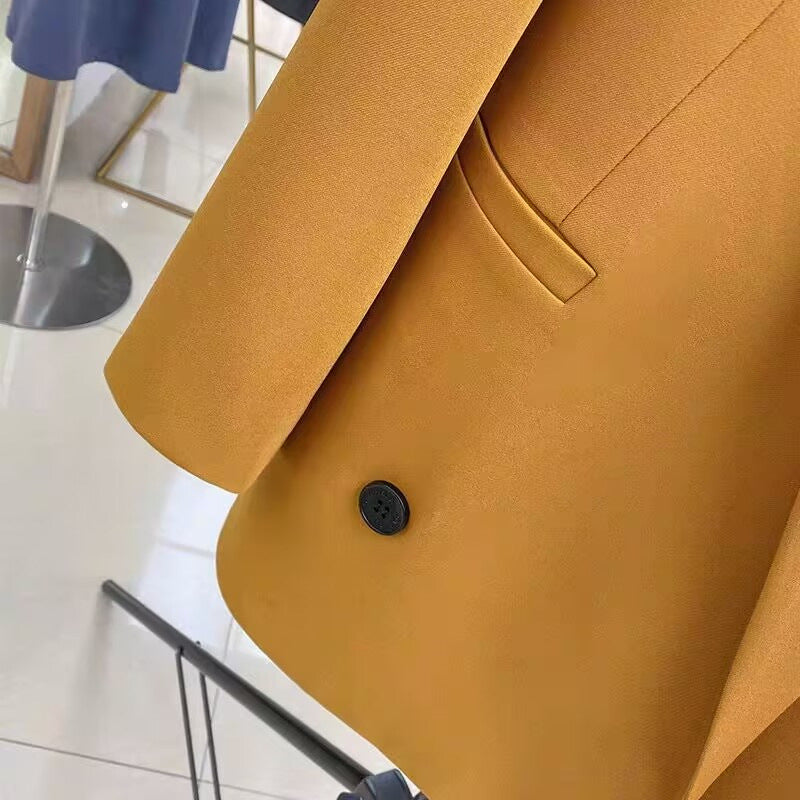 Orange Korean Style Suit Jacket for Women – Autumn Fashion