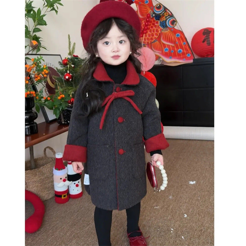 Sweet Little Chef Girls Coat Autumn Winter Reversible Woolen