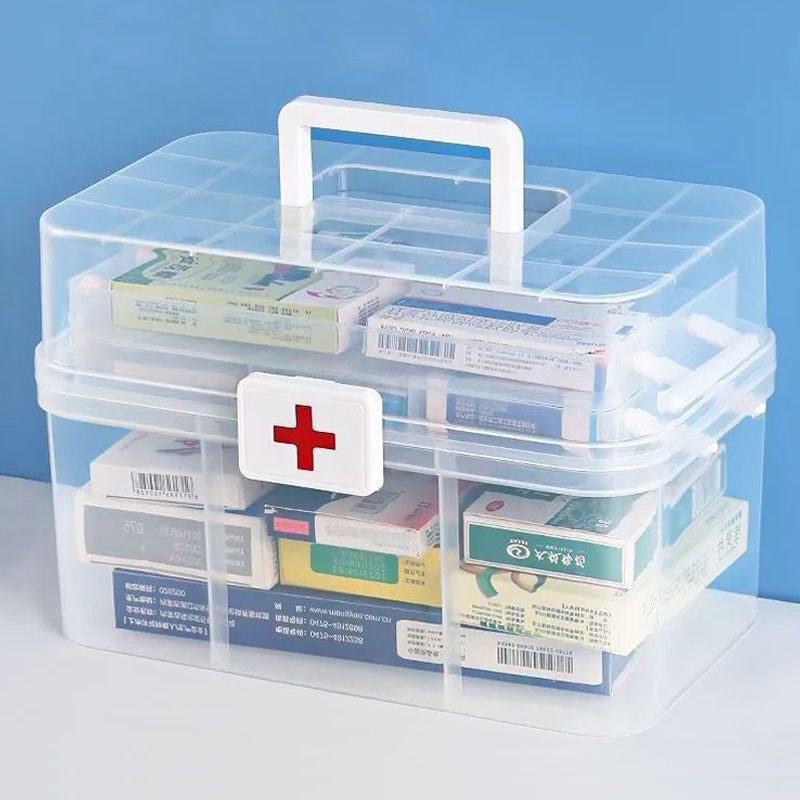 Large-Capacity Multi-Layer Transparent Medicine Storage Box