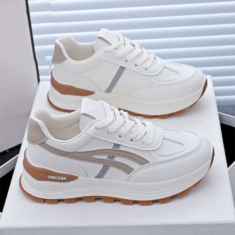 STOCK-Sports Shoes for Women 2026 Leather Thick-Soled Running