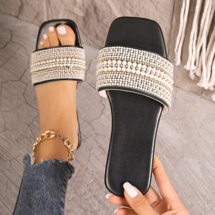 INSTOCK-Pearl Flat Slippers for Women – Elegant & Stylish