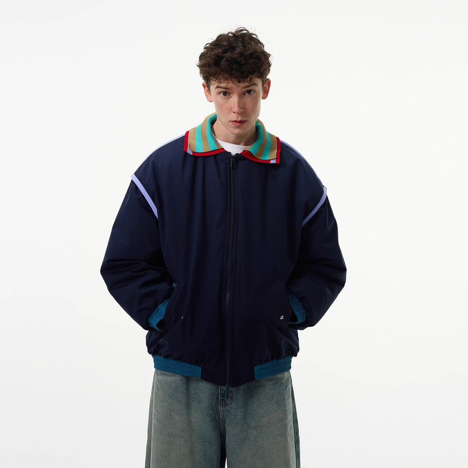 Men’s Retro Baseball Jacket – Double Collar Style