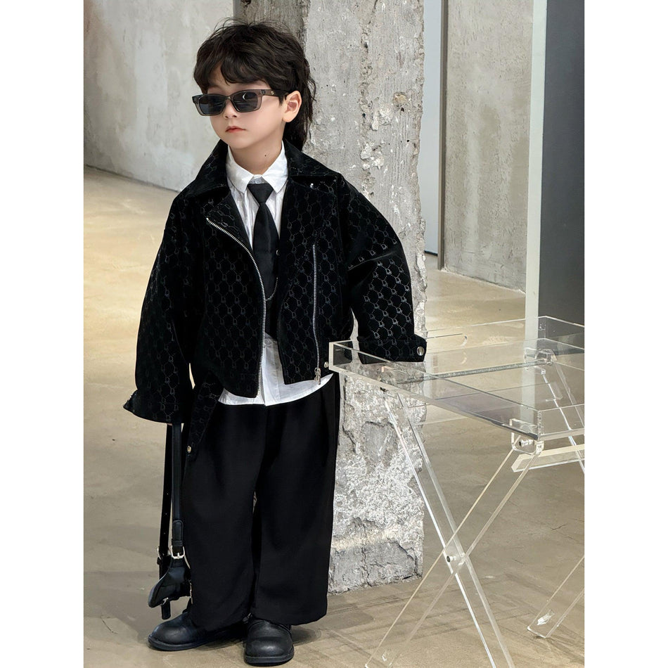 Children's Handsome Leather Jacket 2025 Casual Boys Motorcycle