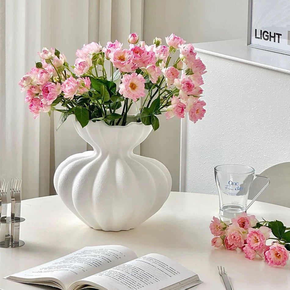 French-Style White Ceramic Vase for Luxury Home Decor