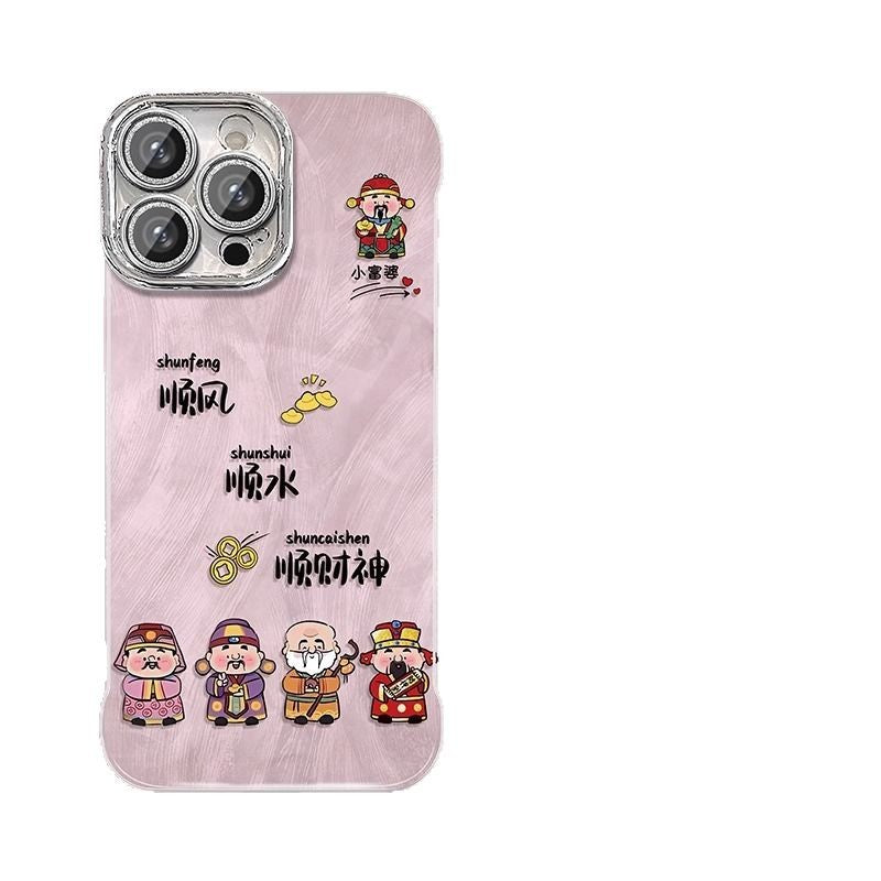 God of Wealth Mirror Stand Case for iPhone 13–16