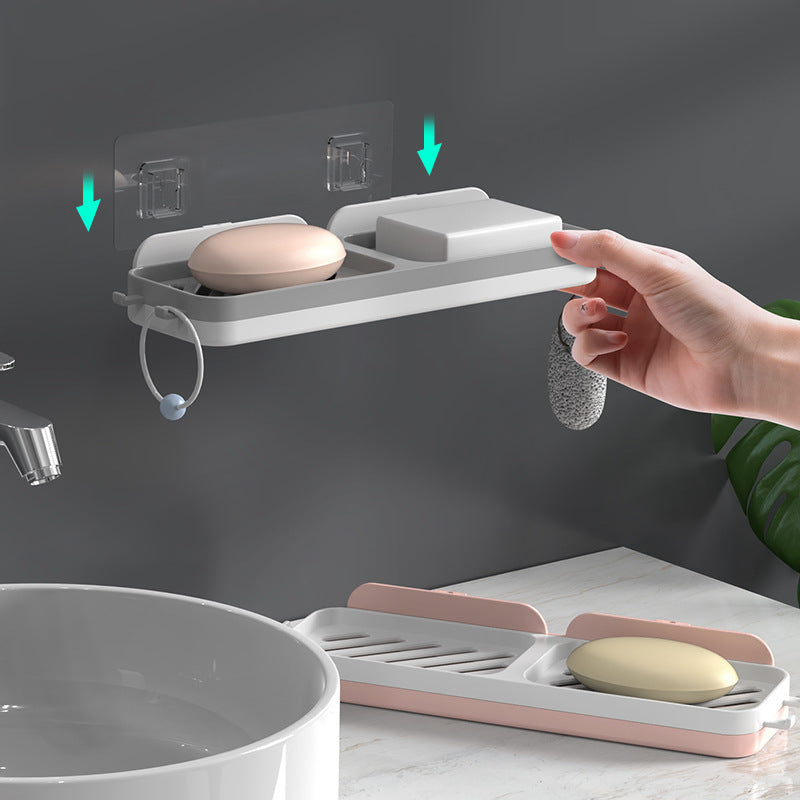 Double-Row Wall-Mounted Soap Rack with Hooks