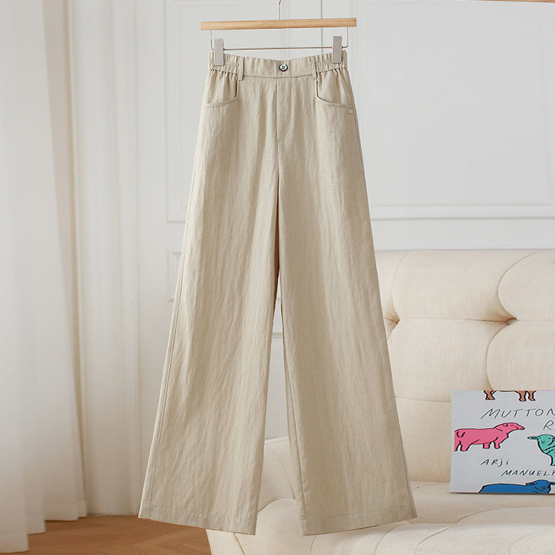 High-Waist Draped Linen Wide-Leg Pants