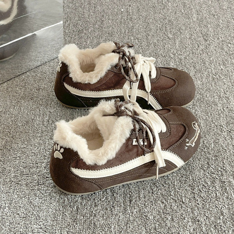 Women’s Plush German Training Sneakers 2026 Winter Warm Cotton