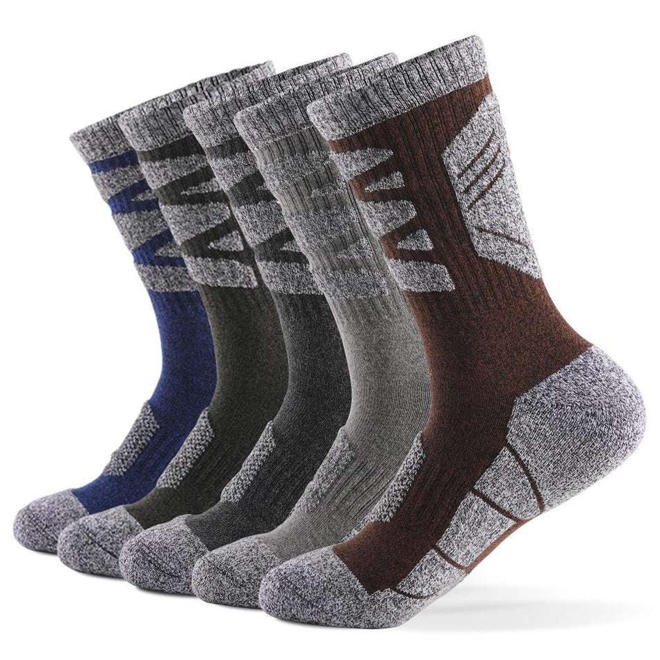 (Pack of 5)- Hiking Socks | Thick Towel Bottom & Grip Fit