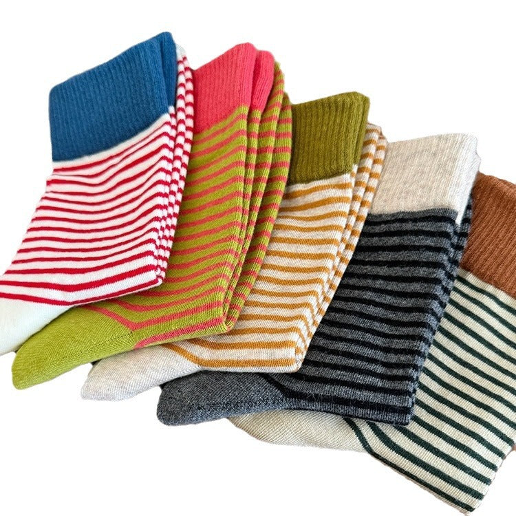 Korean Style Striped Women’s Socks(Pack of 4 )