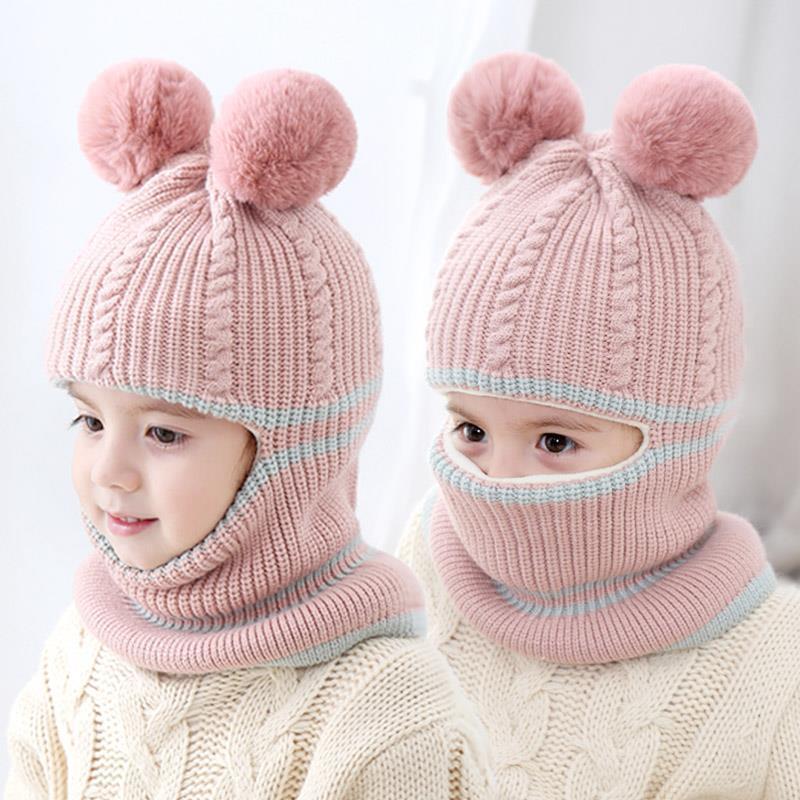 Kids’ Knitted Wool Winter Hat – Warm Plus Velvet Beanie with