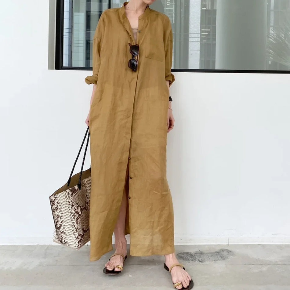 INSTOCK - Women’s Linen Long Shirt Dress