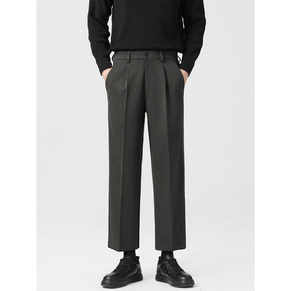 Men’s Heavyweight Woolen Loose Draped Straight Casual Pants