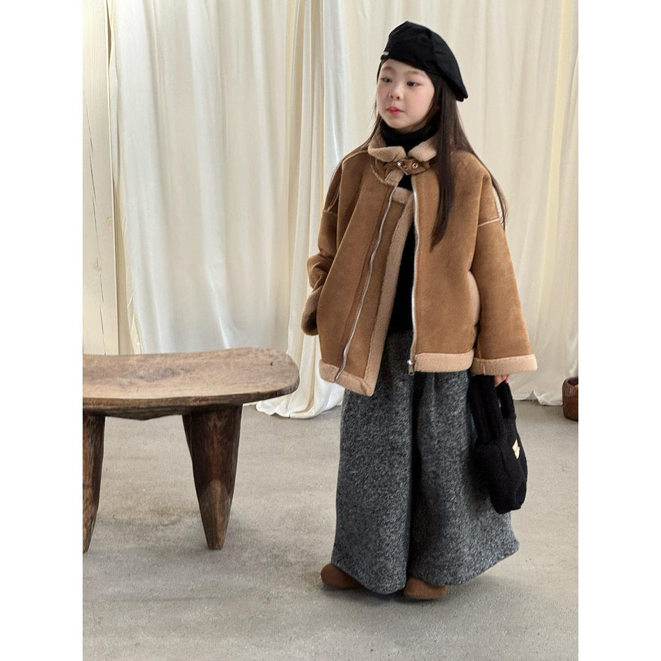 Princess Yuyu Girls Winter Fur Integrated Lamb Wool Coat JR