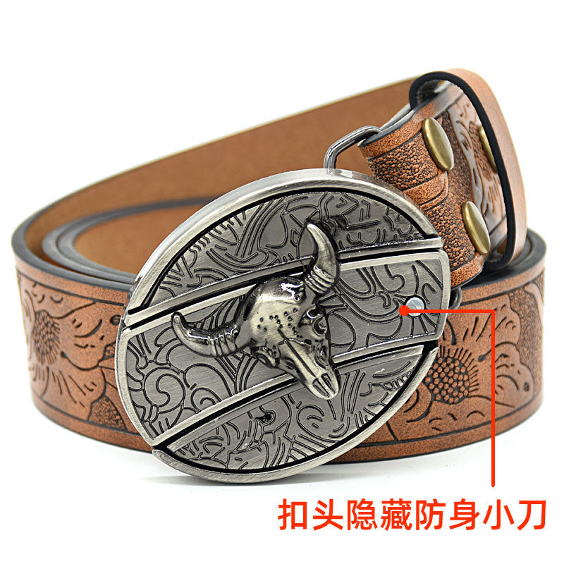 Embossed Knife-Style Men’s Casual Fashion Belt