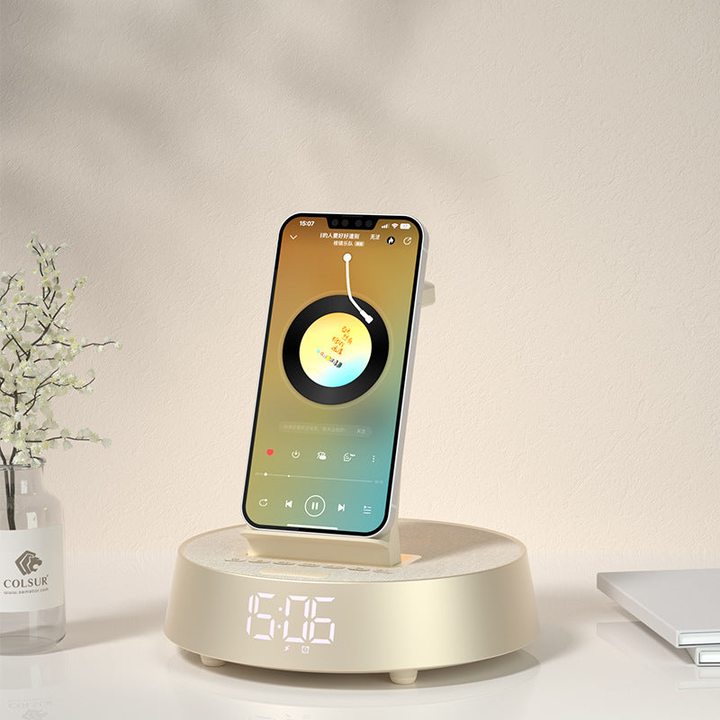 Wireless Charging Bluetooth Speaker | Alarm & Light