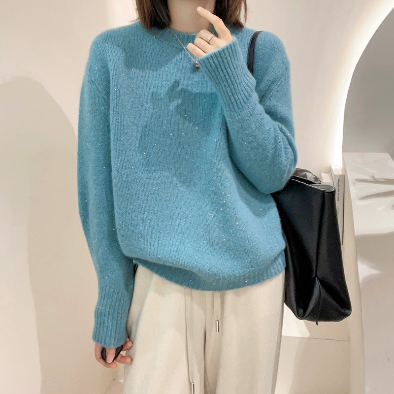 Women’s Soft Round Neck Knitted Sweater for Autumn & Winter