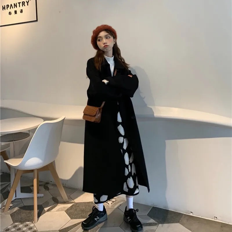 Korean Loose Mid-Length Woolen Coat
