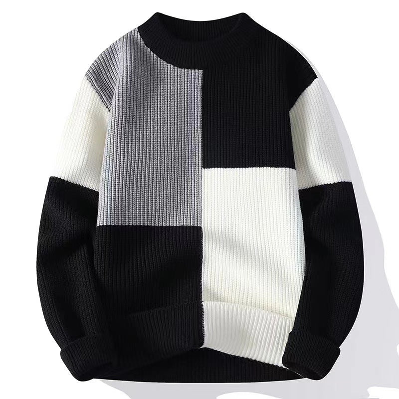 INSTOCK-Men’s Contrast Color Knitted Sweater – Winter Warm Trend