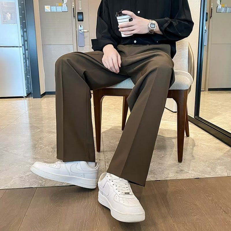 Plus Size Ice Silk Loose Quick-Dry Straight Pants Men Summer
