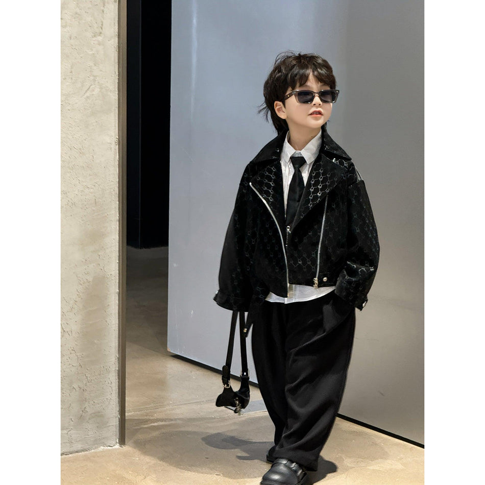 Children's Handsome Leather Jacket 2025 Casual Boys Motorcycle