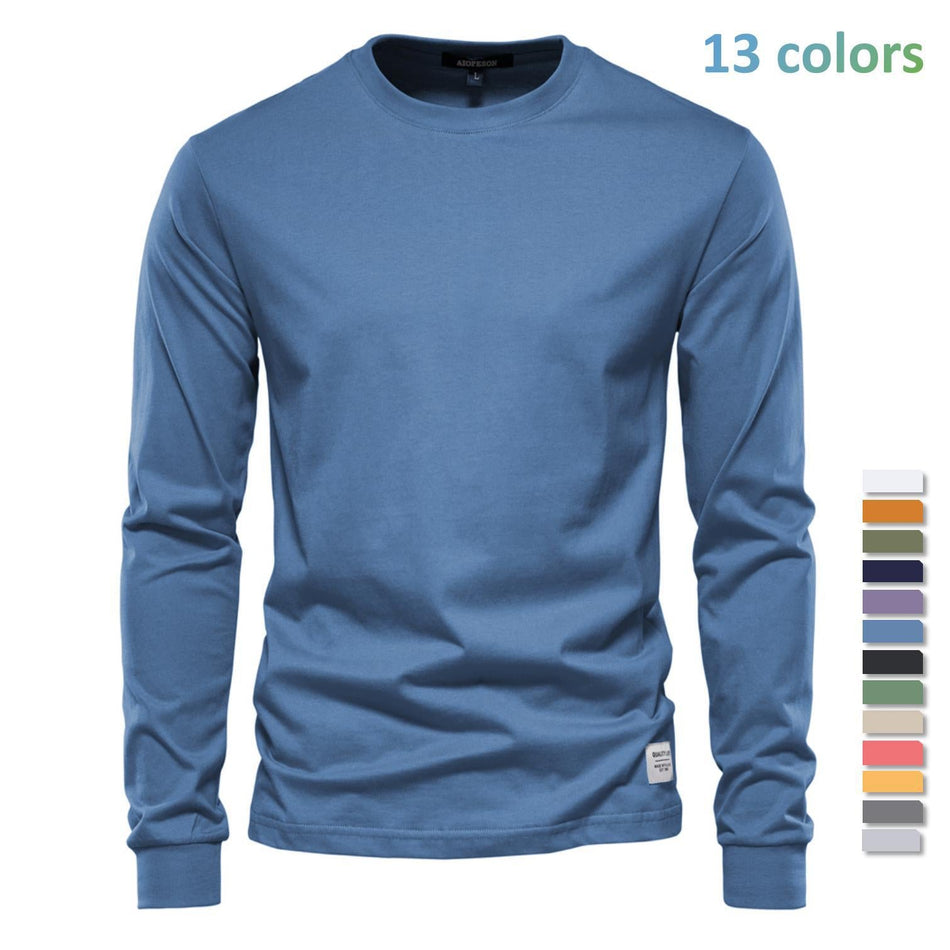Men’s Solid Long Sleeve Shirt – Trendy Cotton Base Layer