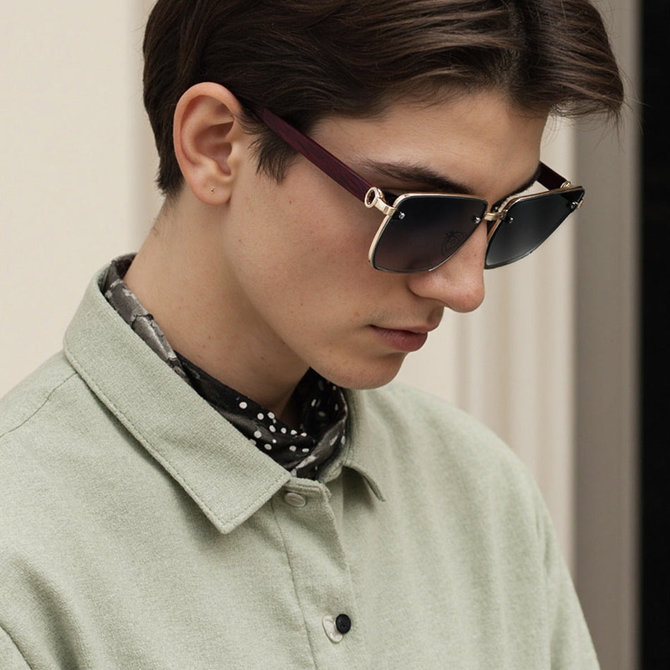Men’s Square Wood-Style Sunglasses – Trendy EU/US Look