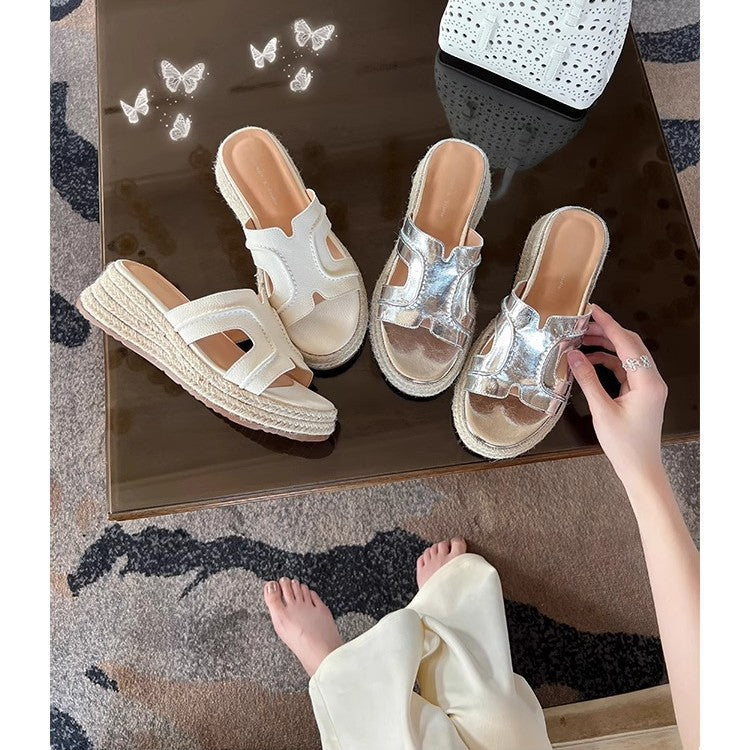 INSTOCK-Women’s Straw Wedge Sandals – Summer Vacation Vibes