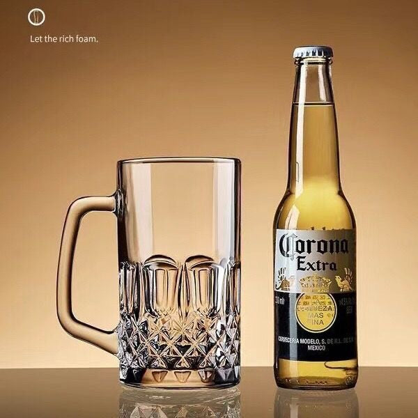 Thick Glass Draft Beer Cup with Handle