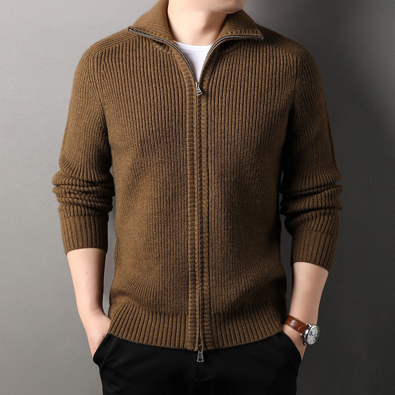 Men's Zipper Lapel Cardigan – Autumn Winter Casual Knit Jacket