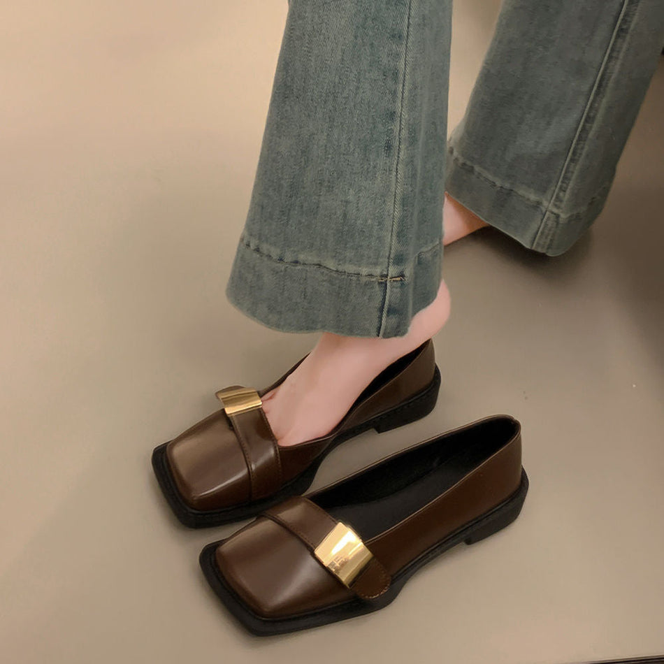 INSTOCK-Vintage British Style Loafers – Women's Square Toe