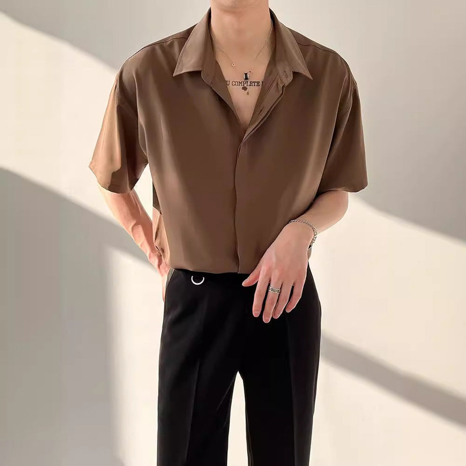 Korean Style Draped Shirt – Lightweight & Non-Iron