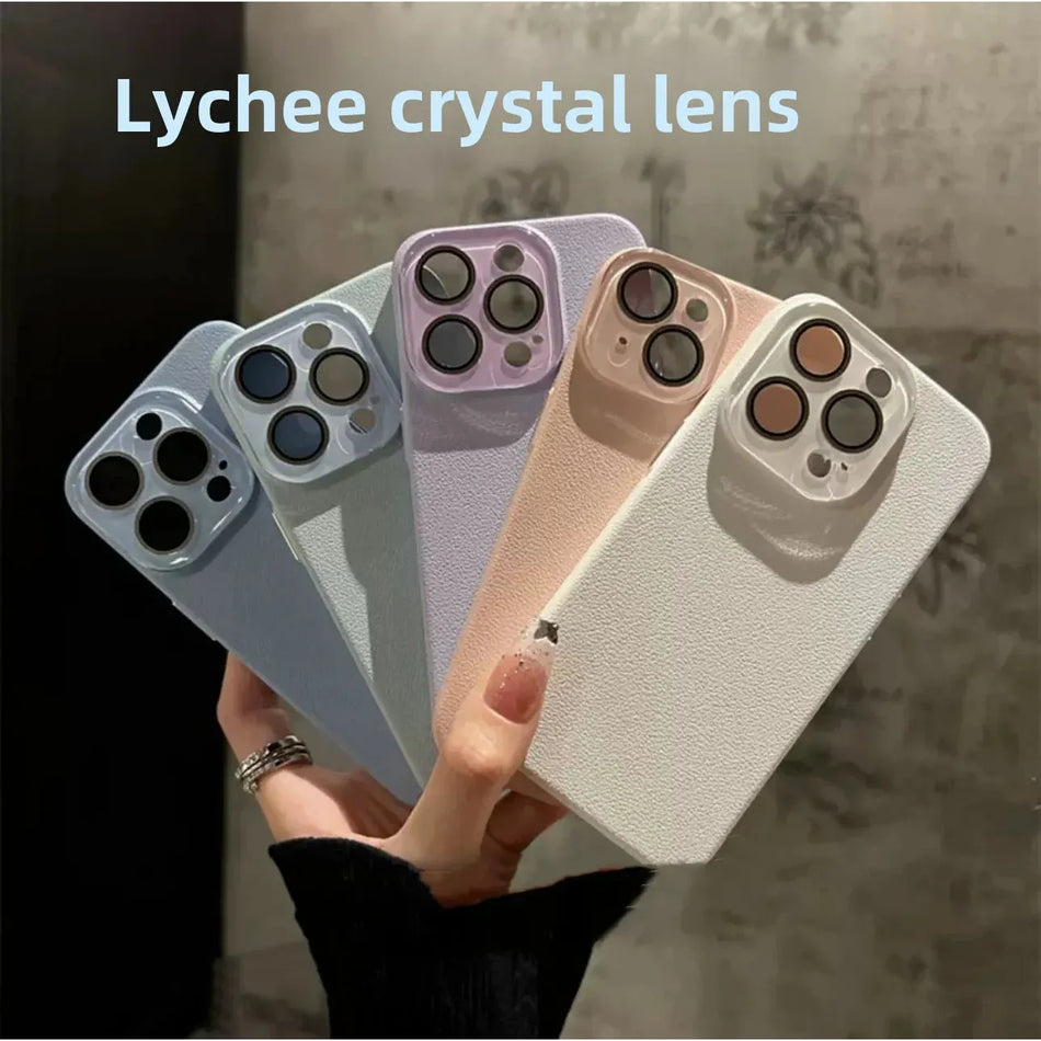 STOCK-iPhone16 Pro Max Frosted Litchi Leather Crystal Case