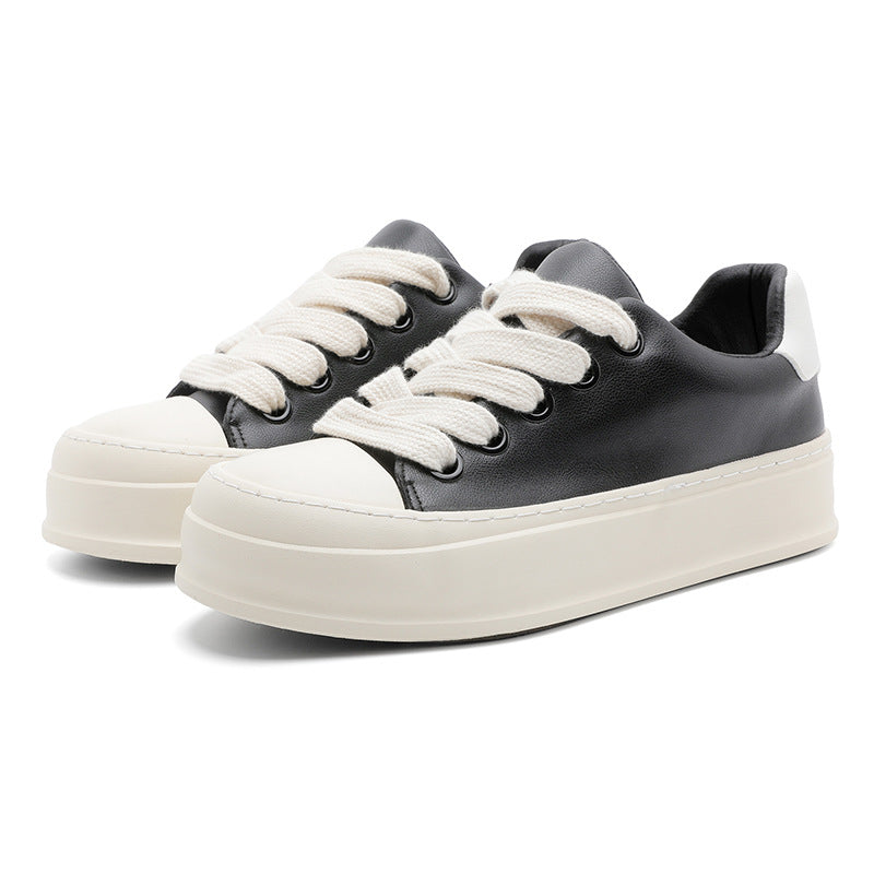Men’s Black Thick Sole Sneakers – Retro Hong Kong Casual Shoes