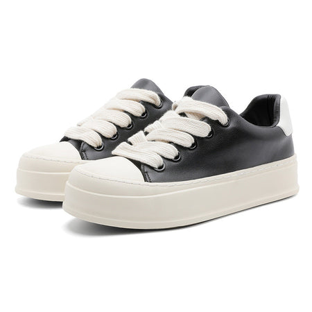 Men’s Black Thick Sole Sneakers – Retro Hong Kong Casual Shoes
