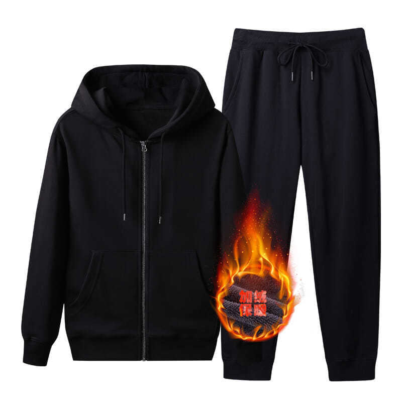 Men’s Hooded Sweatshirt Suit – Warm Zipper Set