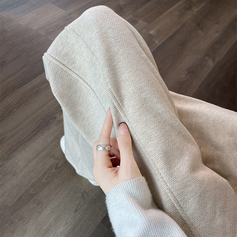 INSTOCK-Herringbone Velvet Wide-Leg Pants