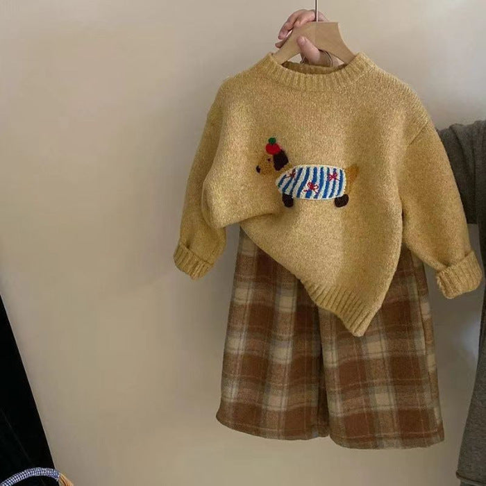 Girls’ Autumn & Winter 2025 Knitted Velvet Set – Winter Kids Fashion Nepal | Tudoholic