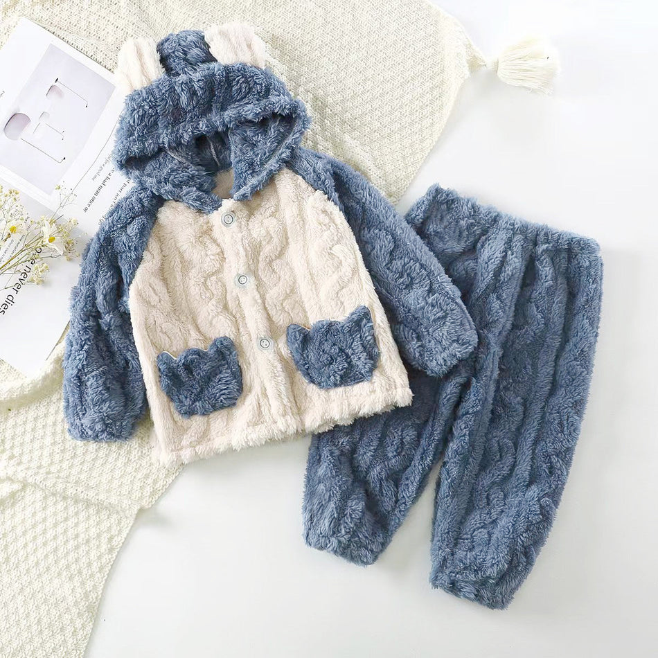 Kids’ Flannel Pajamas – Thickened Autumn & Winter Set