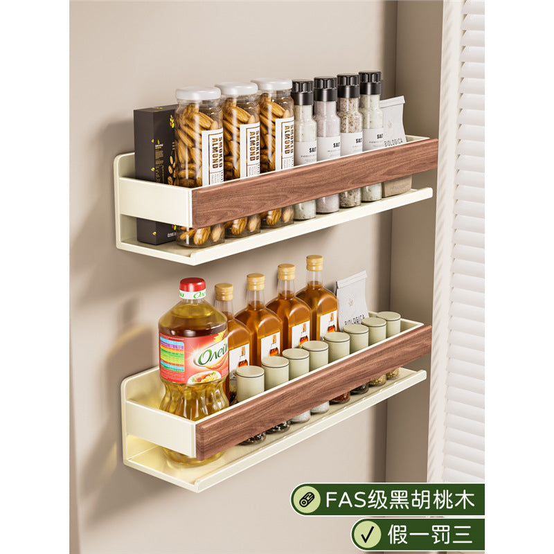 Milky White Walnut Wall-Mounted Kitchen Spice Rack
