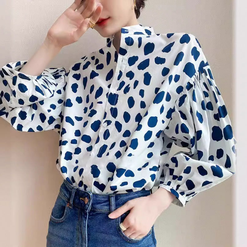 Puff Sleeve Polka Dot Shirt