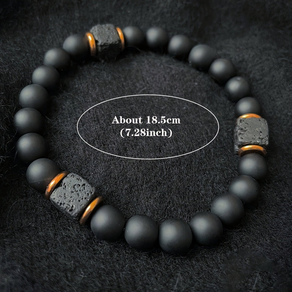 Men’s Volcanic Stone Bracelet – Black Onyx Gentle Style